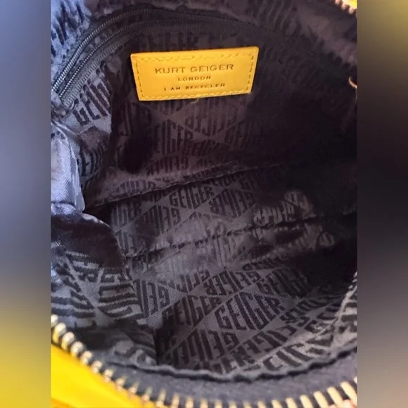 KURT GEIGER ~ Yellow Quilted Shoulder or Handbag w/Coin Purse & Nylon Strap - Picture 6 of 10